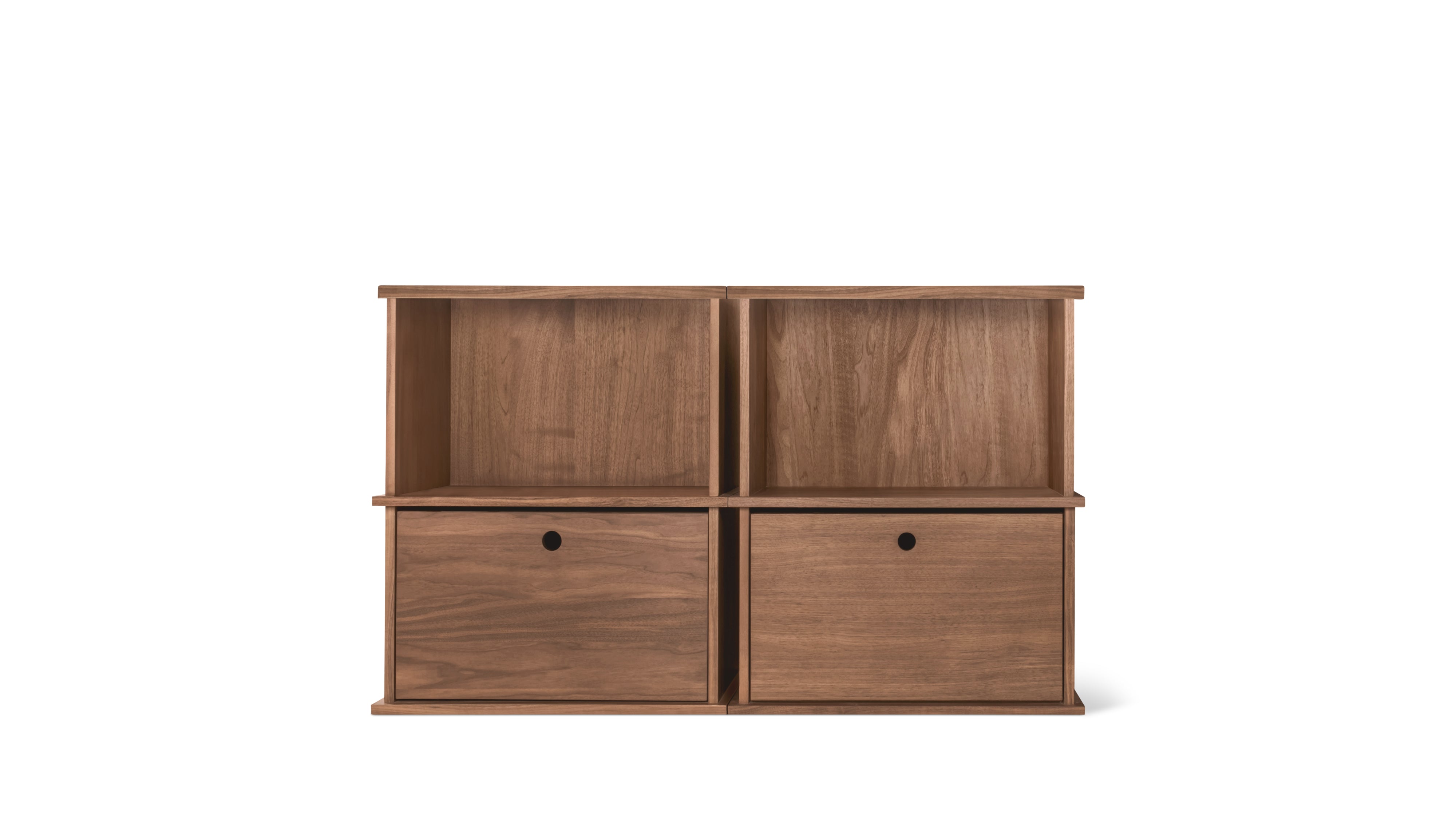 Keep Stacking Storage System 4-Piece, Open and Closed, Walnut