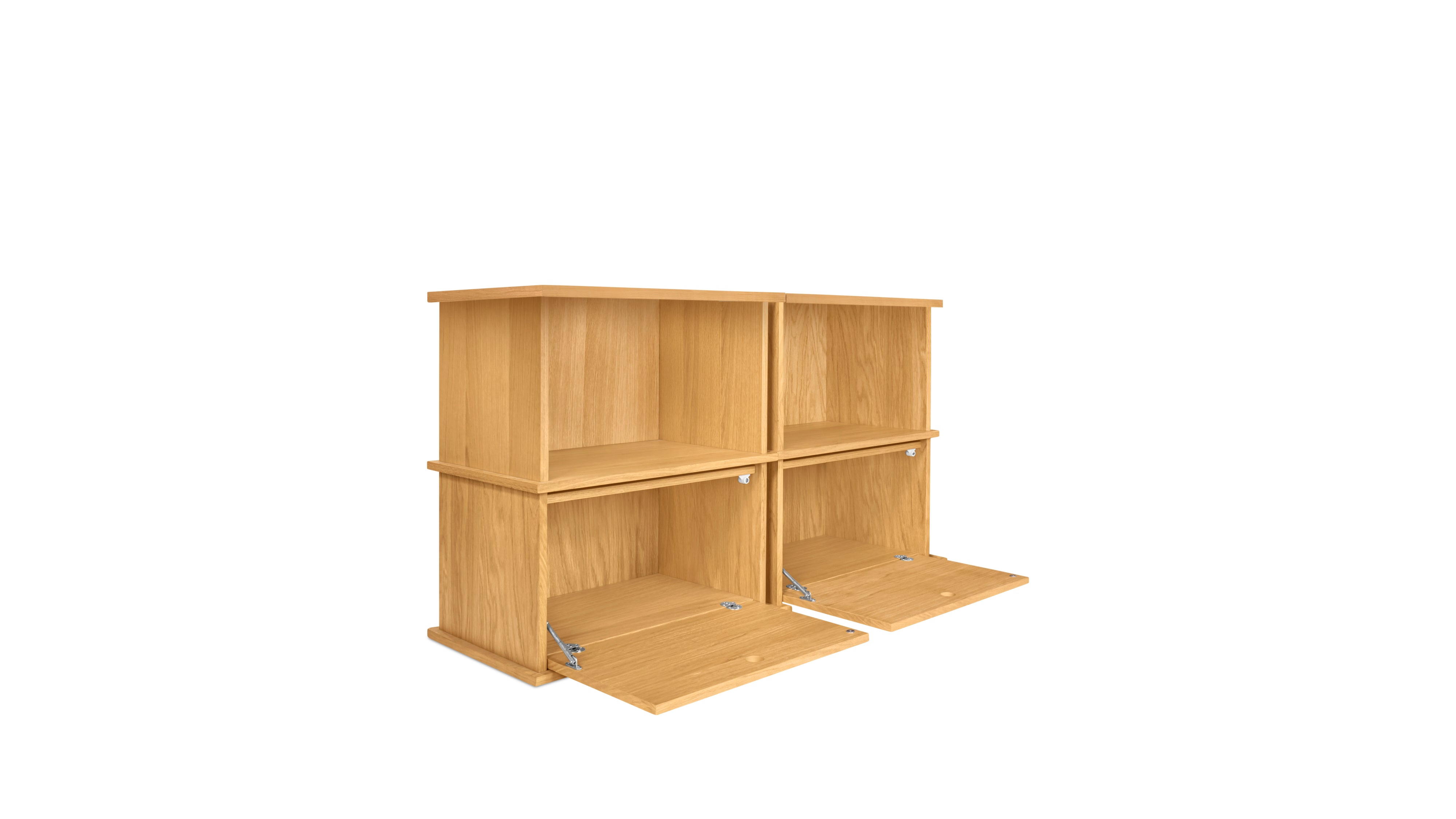 Keep Stacking Storage System 4-Piece, Open and Closed, White Oak