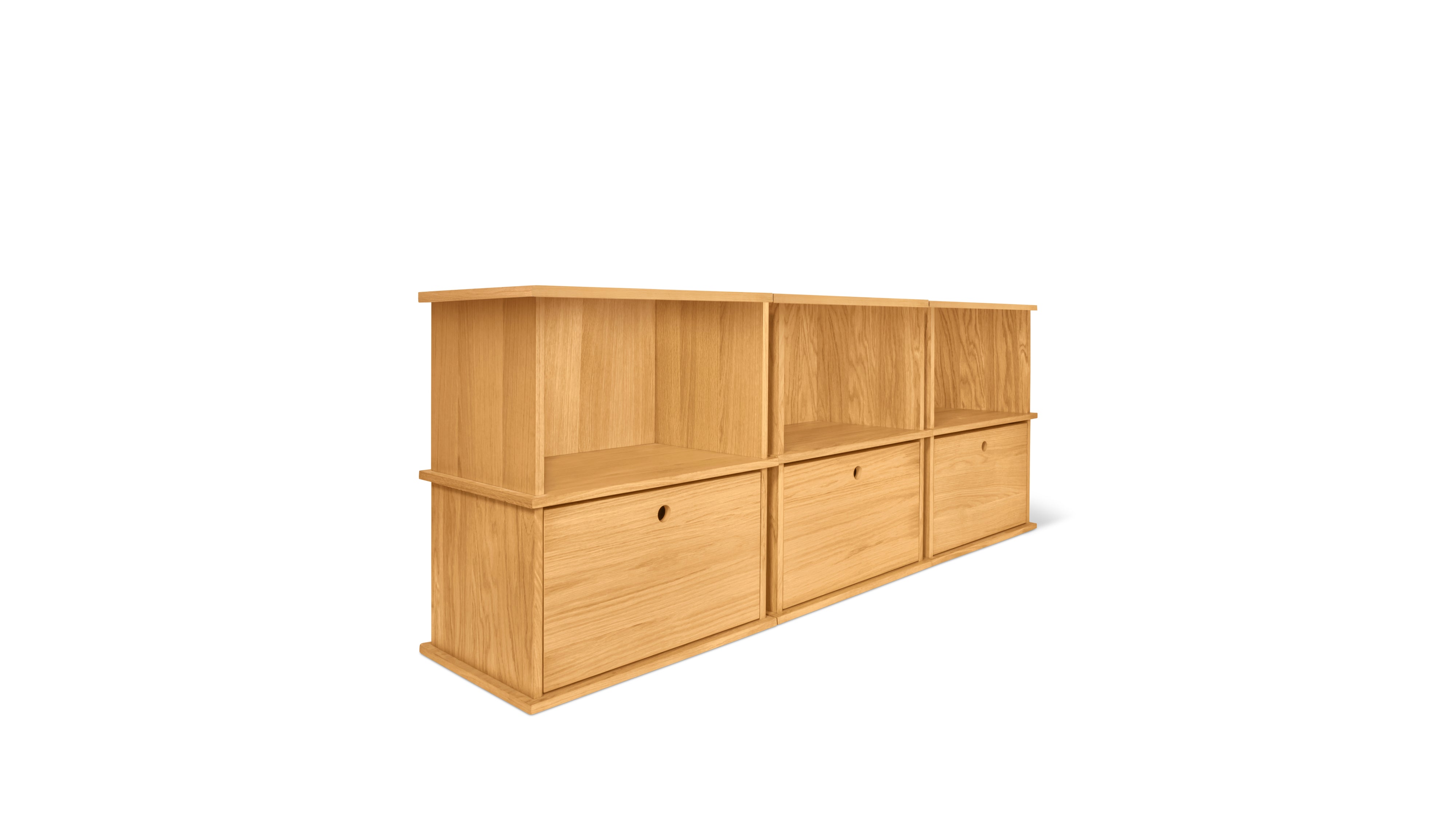 Keep Stacking Storage System 6-Piece, Open and Closed, White Oak