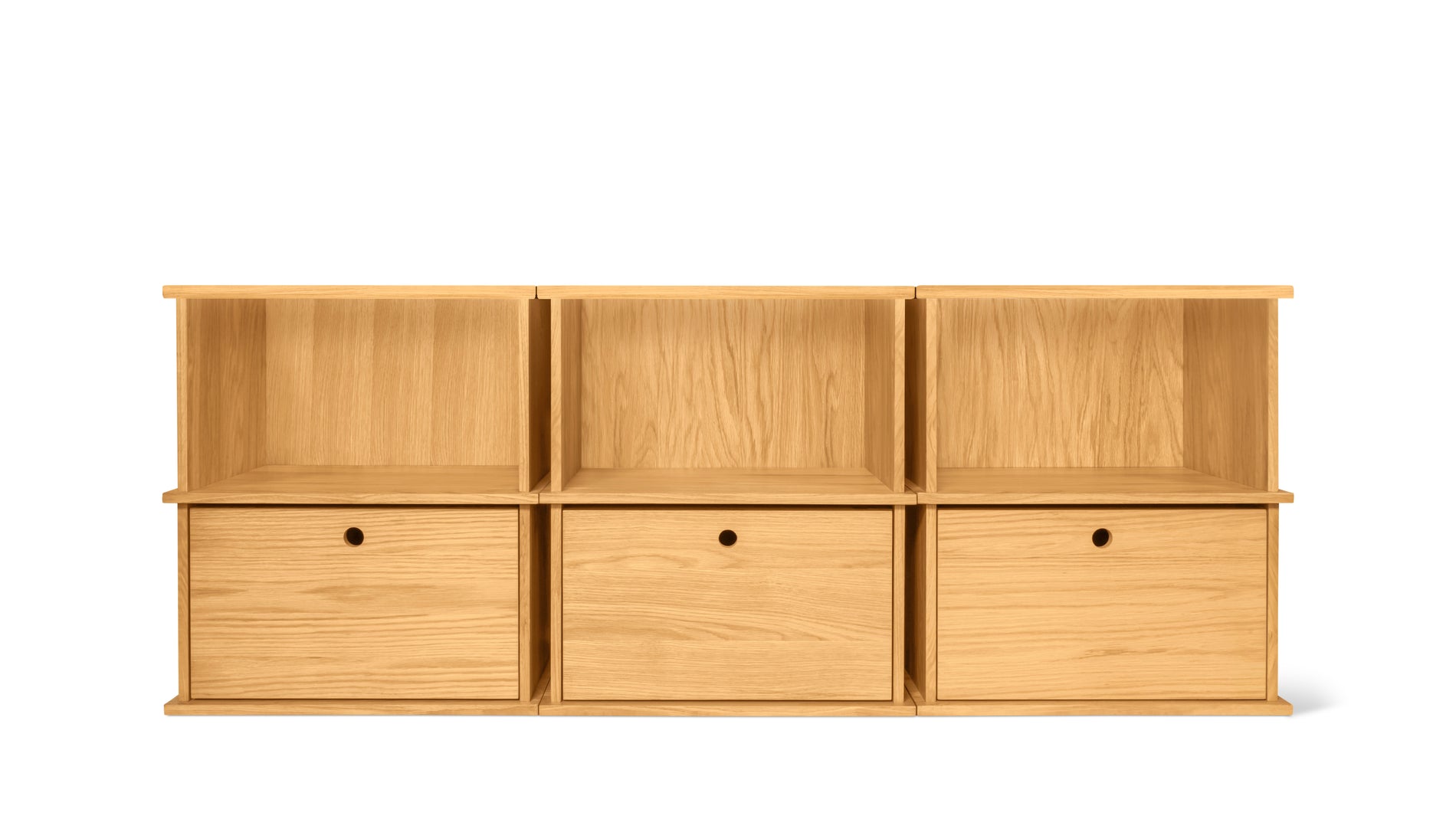 Keep Stacking Storage System 6-Piece, Open and Closed, White Oak_image