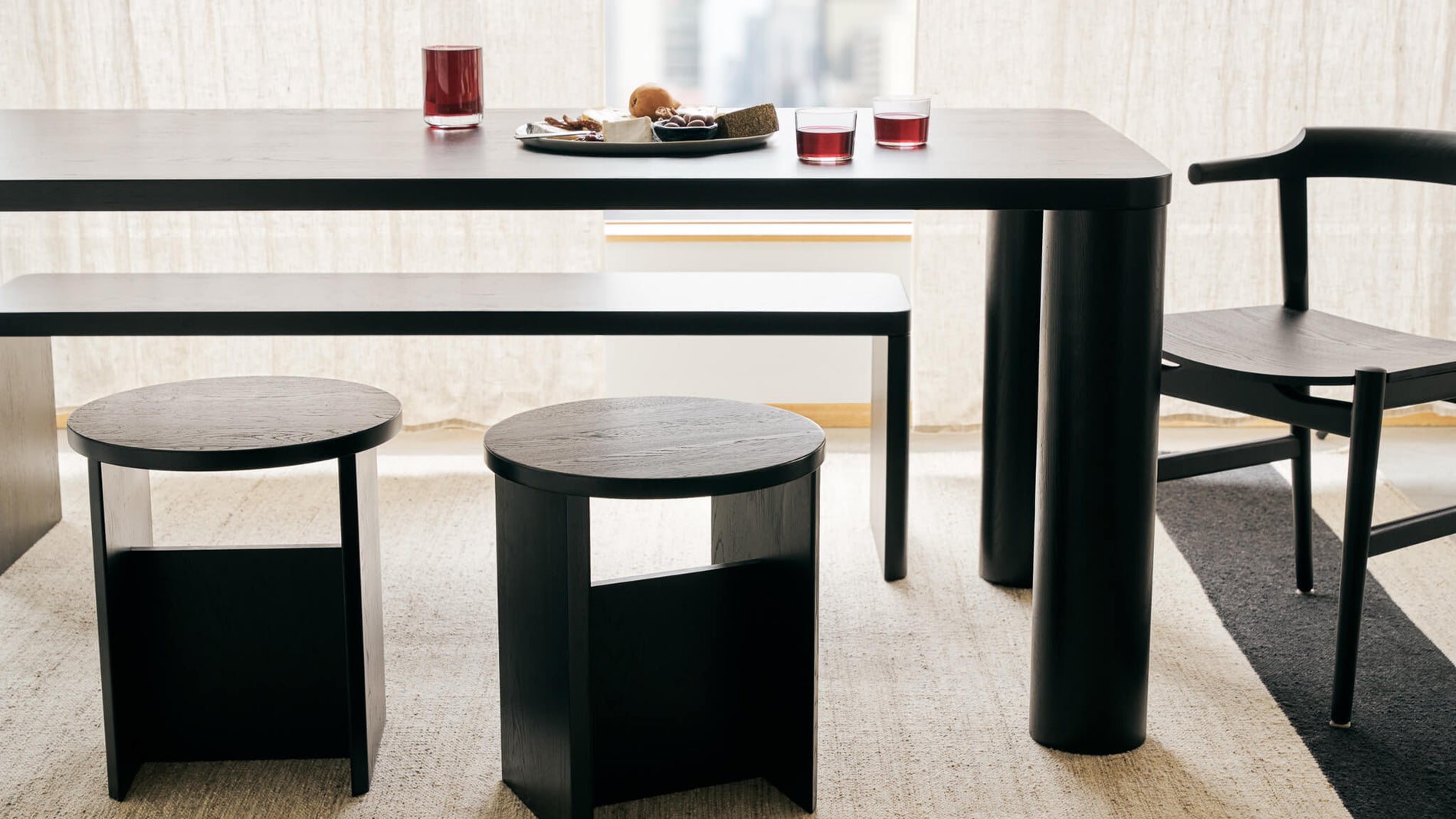 Field Dining Table, Seats 8-10 People, Black Oak_image