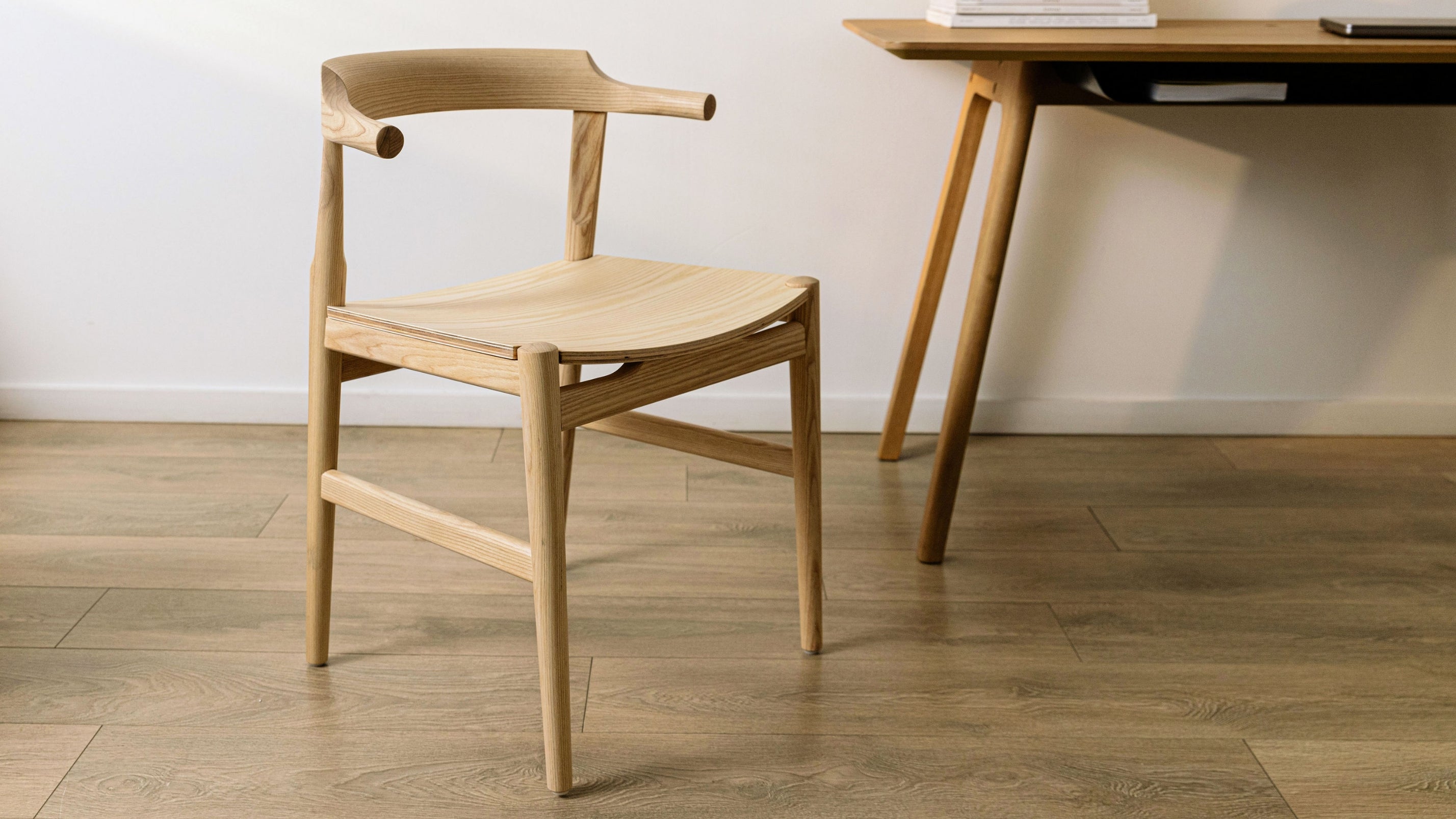 Tuck In Dining Chair, White Ash, Wood Seat - Image 2