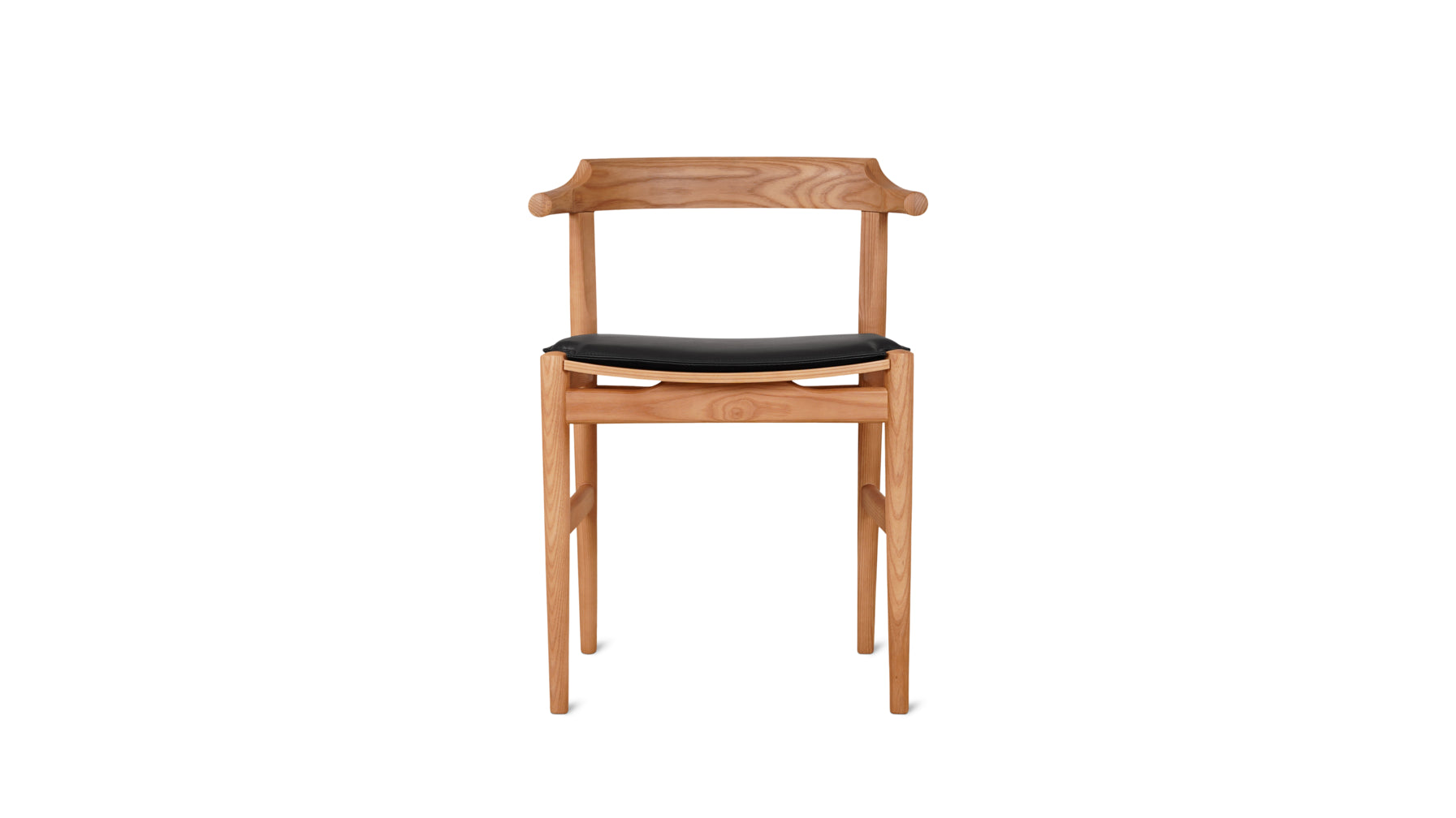 Tuck In Dining Chair with Cushion, White Oak, Wood Seat with Black Cushion - Image 1