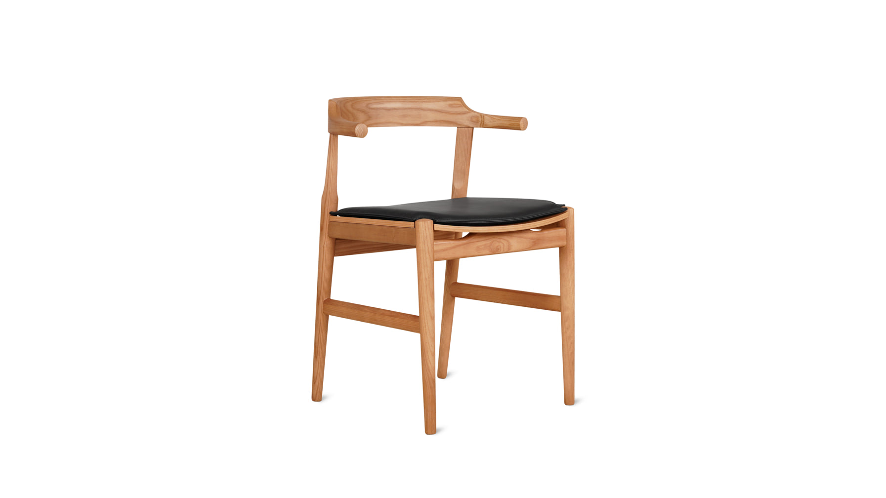 Tuck In Dining Chair with Cushion, White Oak, Wood Seat with Black Cushion - Image 2