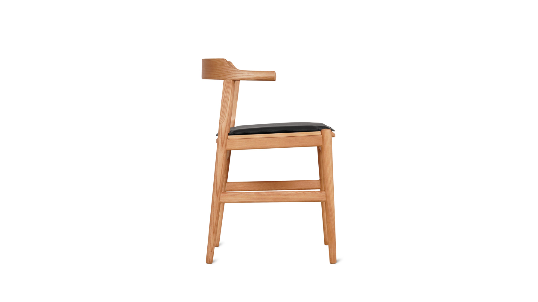 Tuck In Dining Chair with Cushion, White Oak, Wood Seat with Black Cushion - Image 4