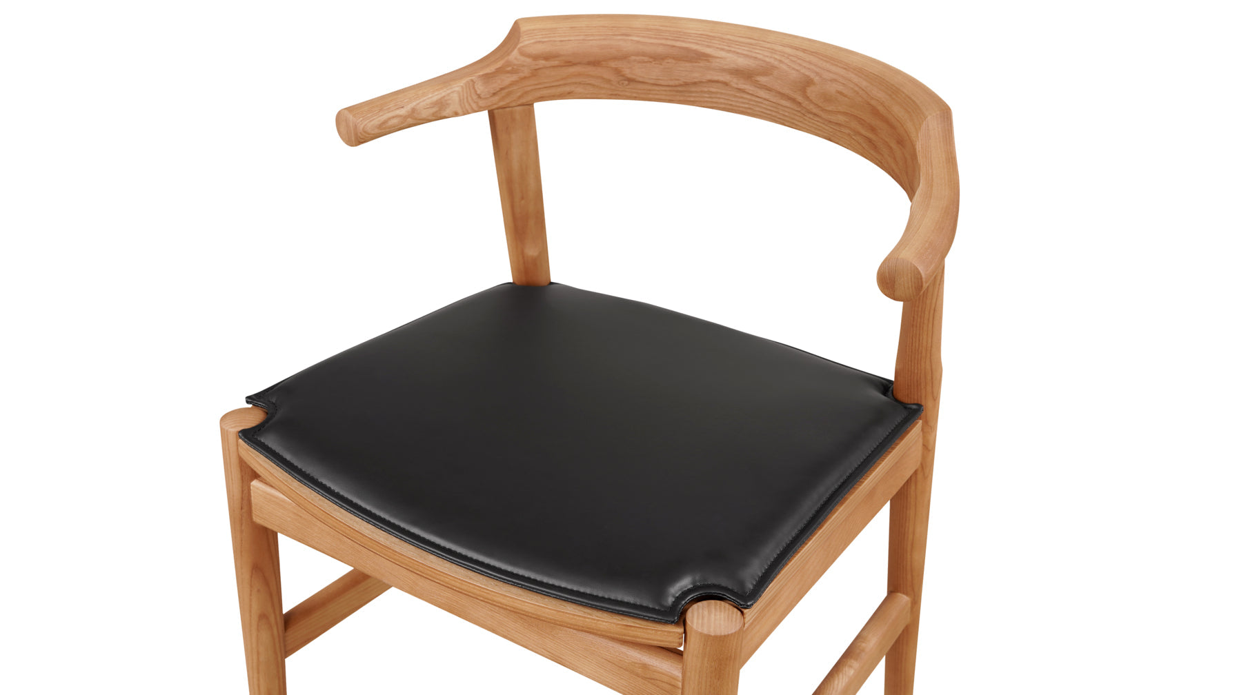 Tuck In Dining Chair with Cushion, White Oak, Wood Seat with Black Cushion - Image 6
