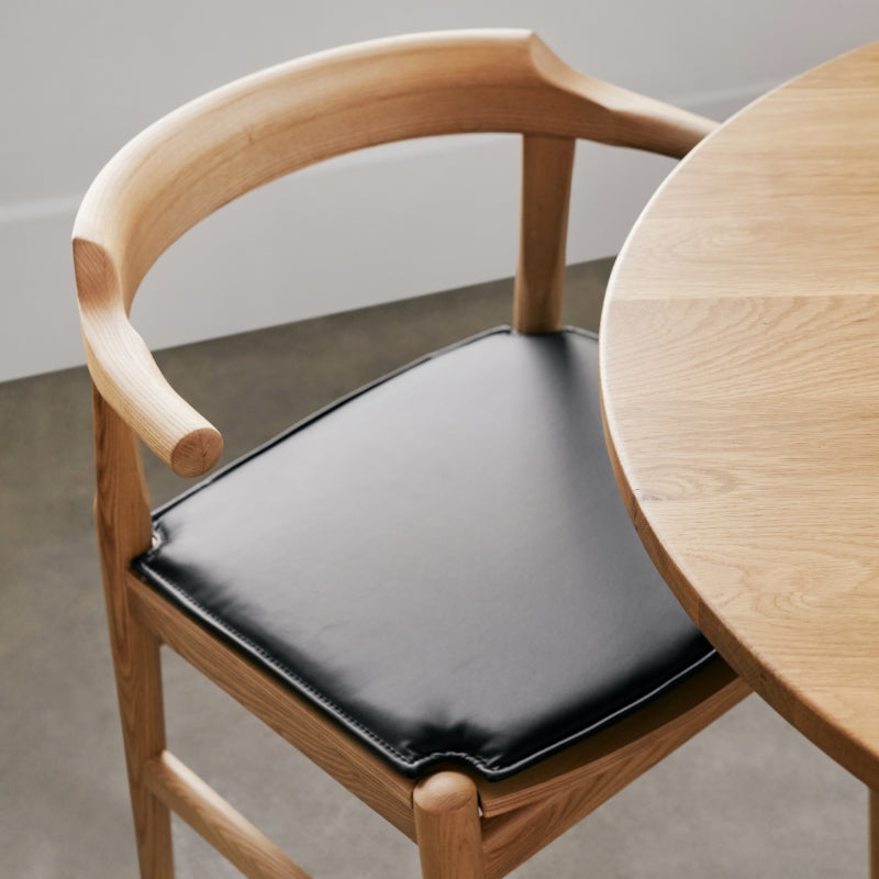 Tuck In Dining Chair with Cushion, White Oak, Wood Seat with Black Cushion - Image 8