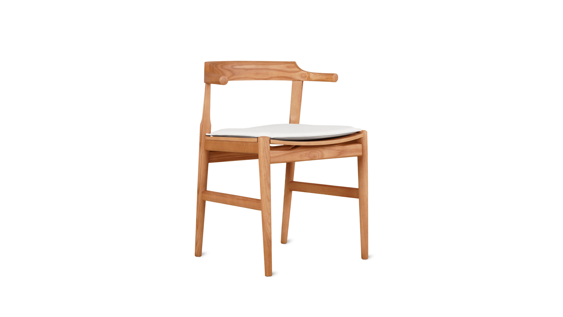 Tuck In Dining Chair with Cushion, White Oak, Wood Seat with White Cushion - Image 4