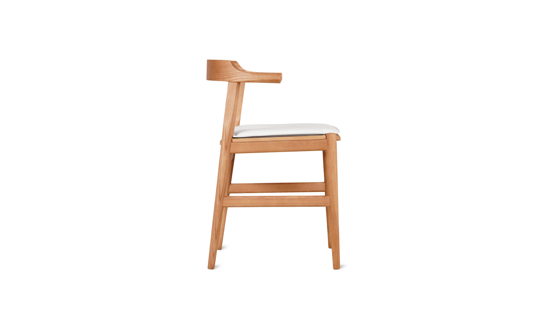 Tuck In Dining Chair with Cushion, White Oak, Wood Seat with White Cushion - Image 5