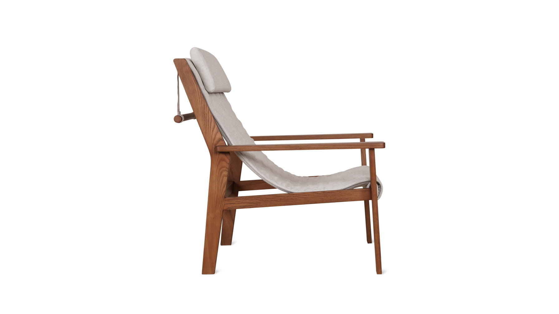 Sweet Life Sling Lounge Chair With Headrest, Natural Walnut - Image 6