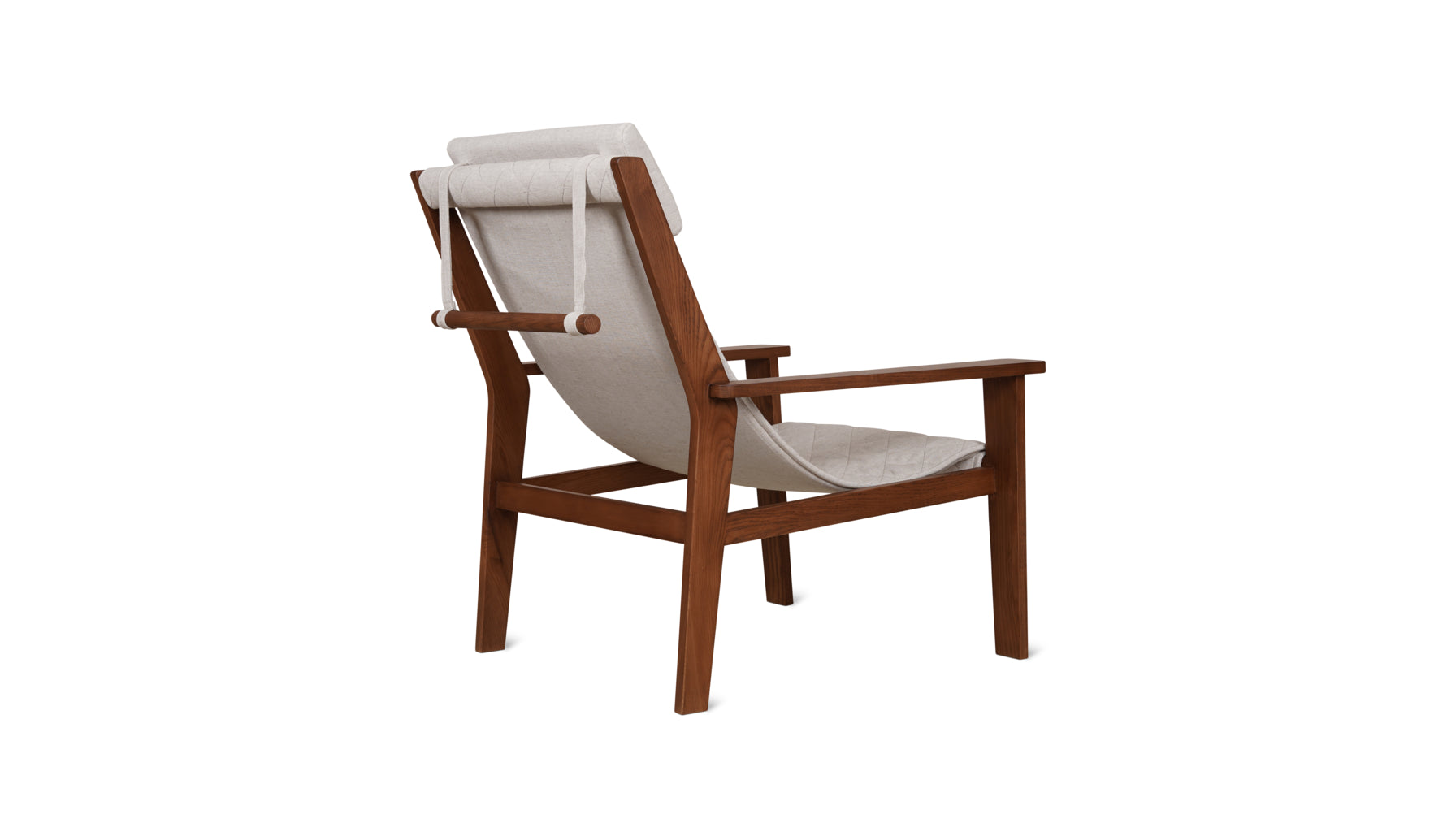 Sweet Life Sling Lounge Chair With Headrest, Natural Walnut - Image 7