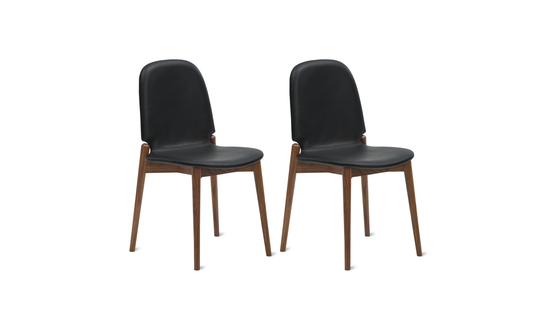 Dine In Dining Chair (Set of Two), Walnut/Black Leather - Image 2