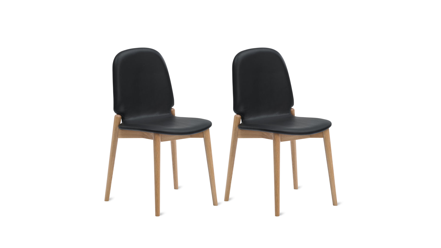 Dine In Dining Chair (Set of Two), Oak/Black Leather - Image 2