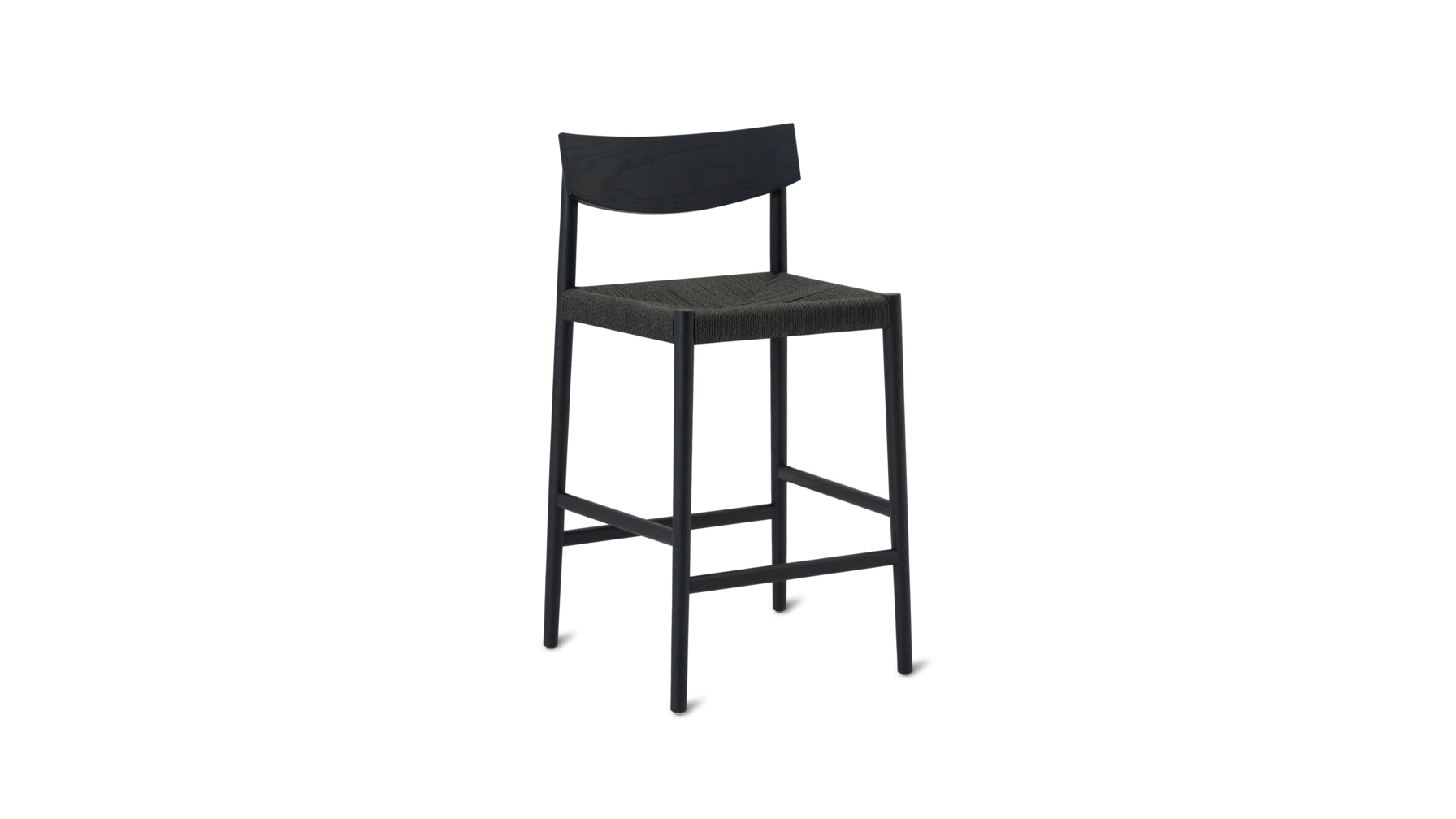 Dinner Guest Counter Stool, Black Oak/ Black Papercord Seat - Image 1
