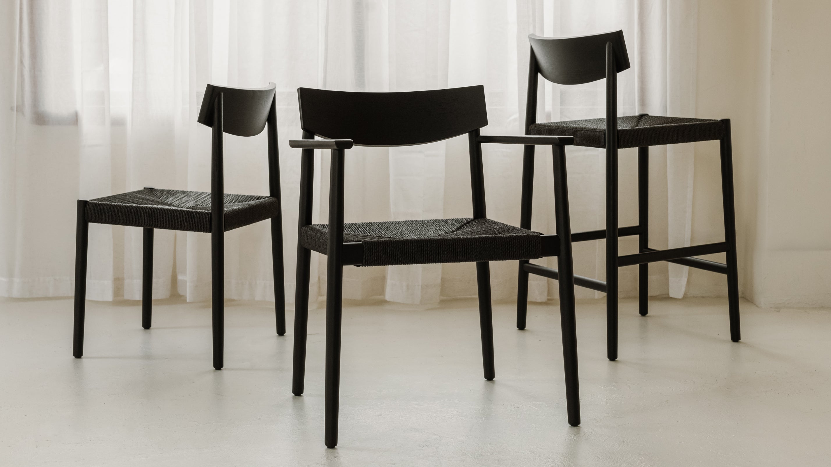 Dinner Guest Counter Stool, Black Oak/ Black Papercord Seat - Image 3