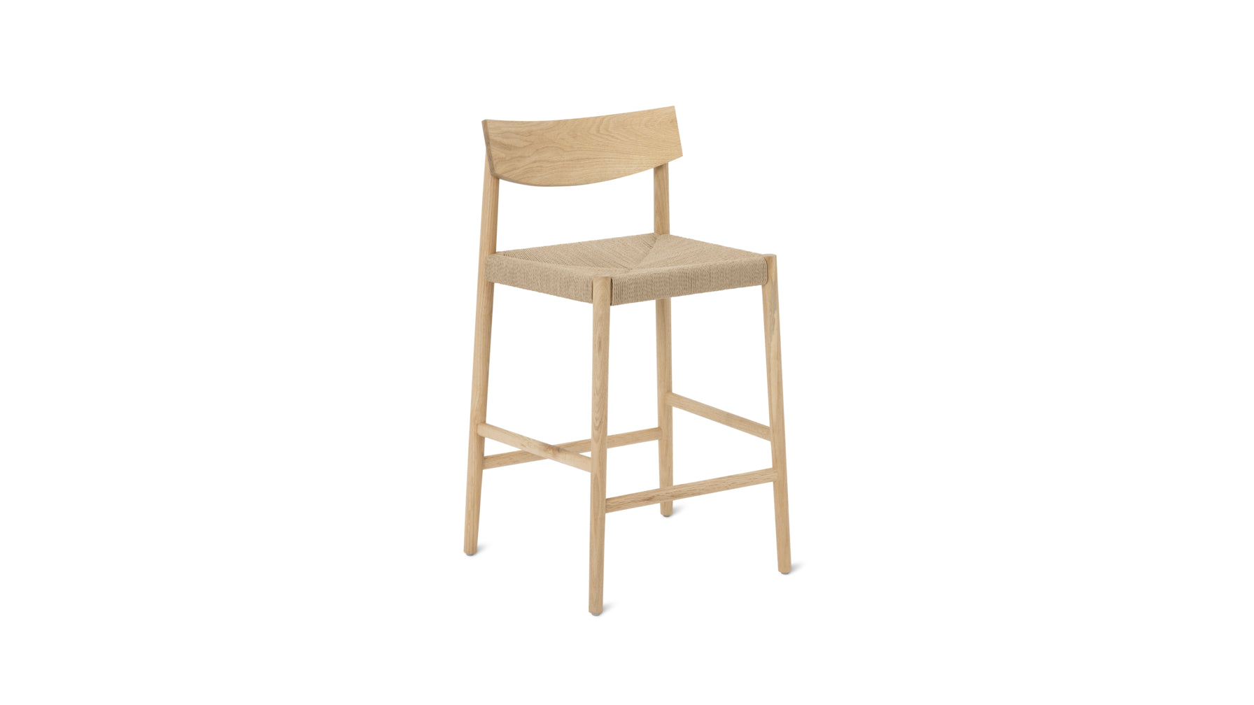 Dinner Guest Counter Stool, White Oak/ Natural Papercord Seat - Image 1