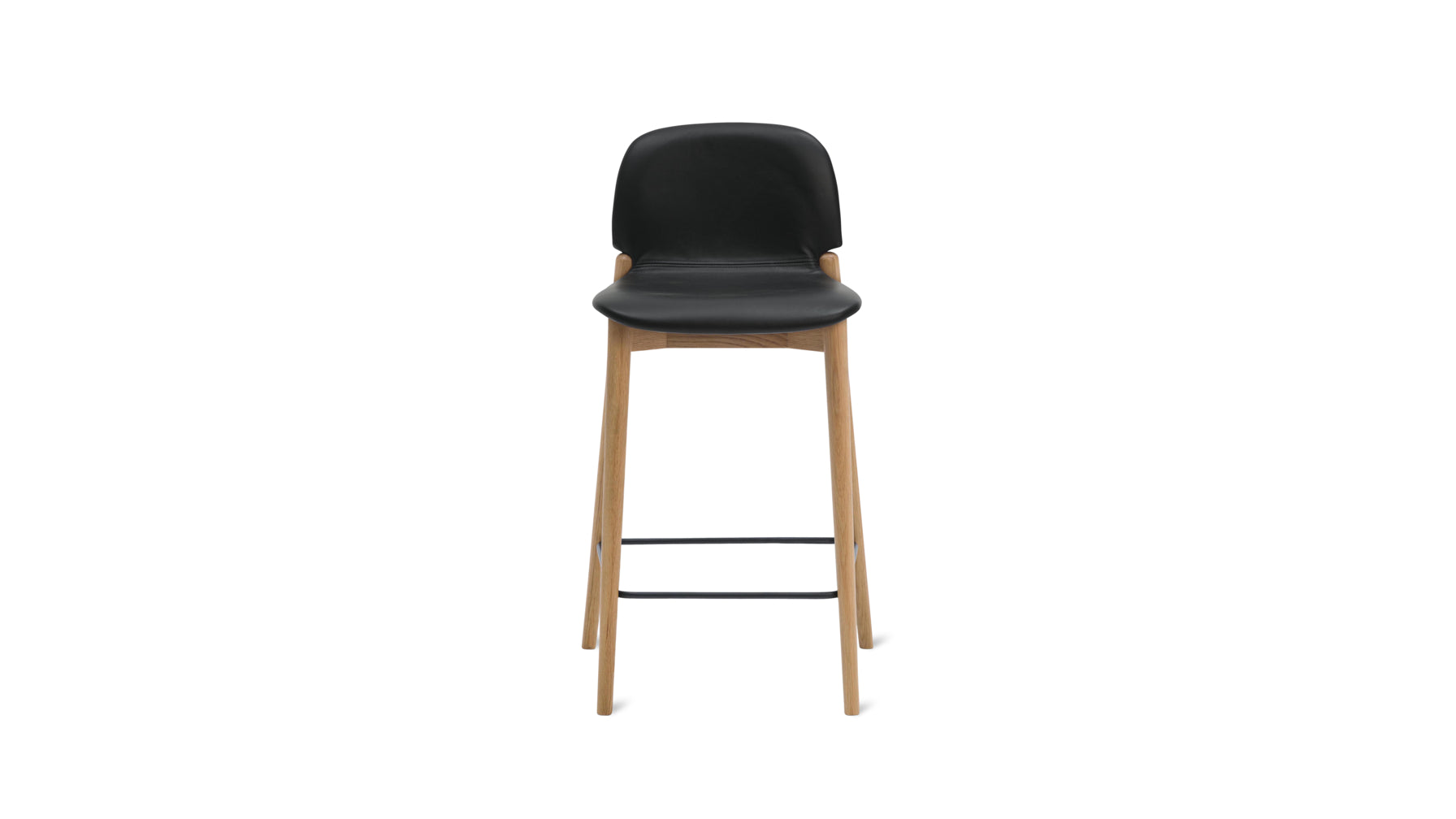 Dine In Stool, Counter, Oak/Black Leather - Image 1