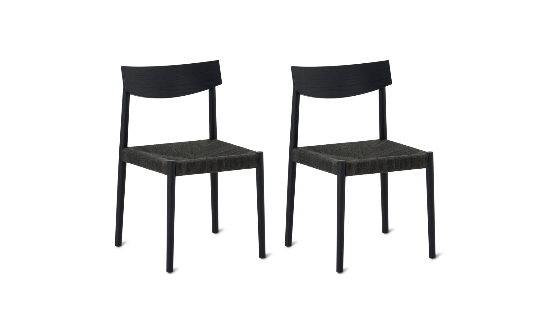Dinner Guest Armless Dining Chair (Set of Two), Black Oak/ Black Papercord Seat - Image 4