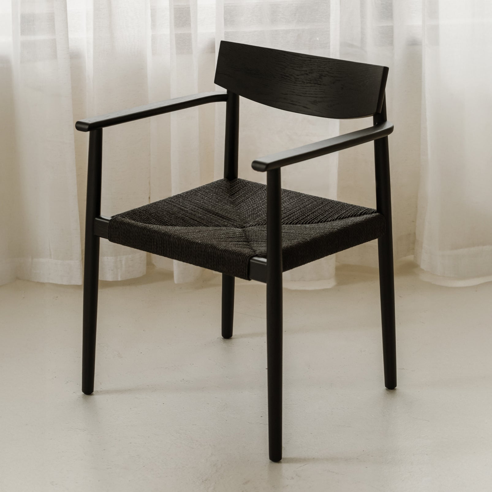 Dinner Guest Dining Chair, Black Oak/ Black Papercord Seat - Image 12