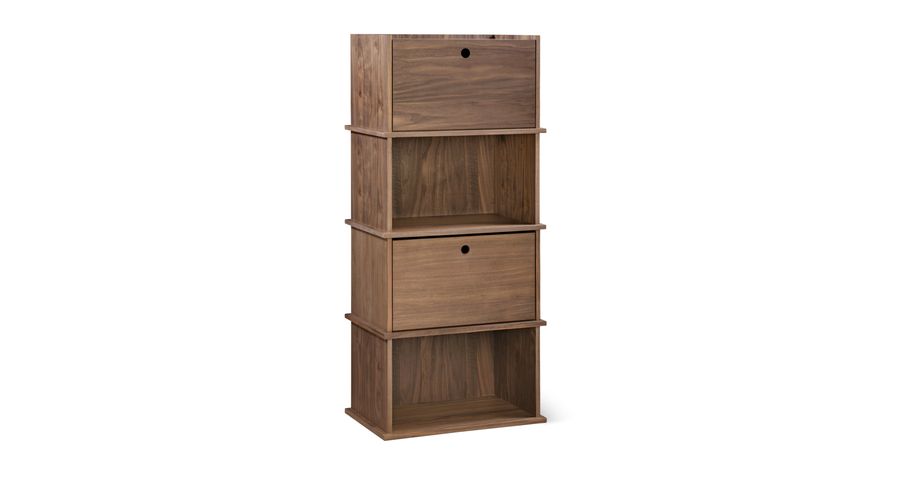 Keep Stacking Storage System 4-Piece, Open and Closed, Walnut - Image 1