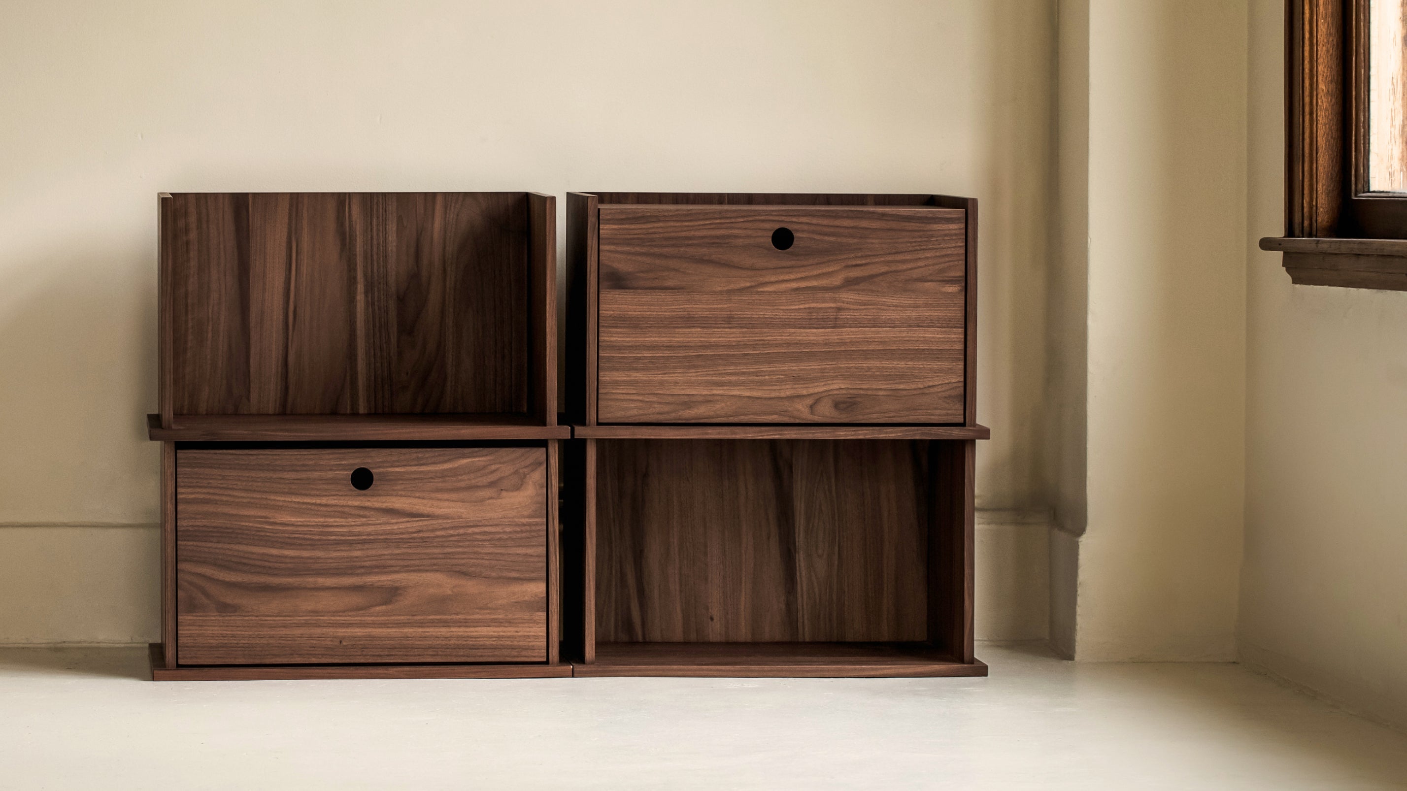 Keep Stacking Storage System 4-Piece, Open and Closed, Walnut - Image 2