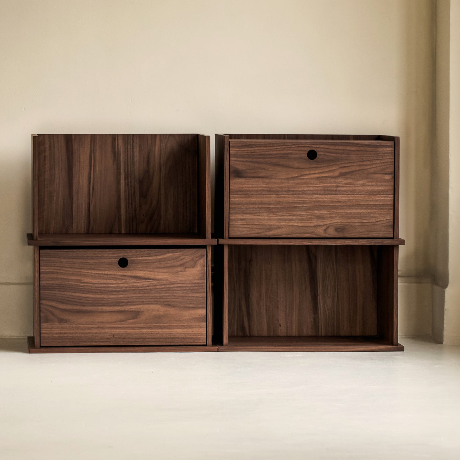 Keep Stacking Storage System 4-Piece, Open and Closed, Walnut - Image 12